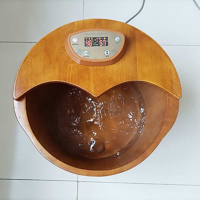 泡脚桶家用电加热恒温小腿足浴桶泡脚盆气泡冲浪洗脚橡木足浴木桶