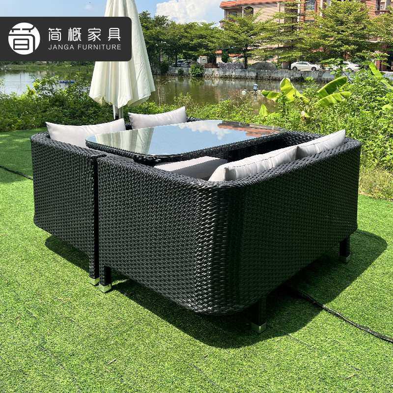 户外家具室外酒吧清吧咖啡厅奶茶店卡座藤编沙发餐厅商用双人桌椅