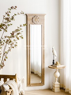 2026复古风镜子全身穿衣镜实木卧室家用装饰客厅壁挂式镜子全身镜