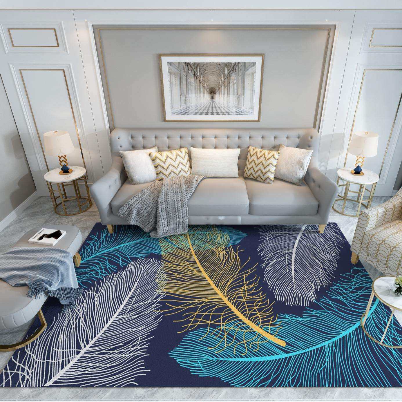 北欧抽象渐变地毯现代简约客厅茶几卧室床边潮流垫走廊大面积满铺