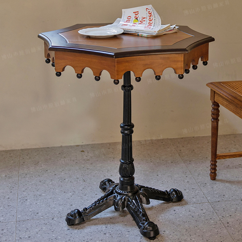 法式复古实木咖啡桌小户型阳台客厅家用茶几小桌子创意床头柜边桌