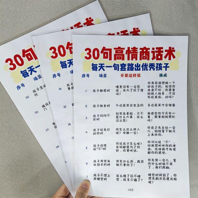 30句高情商话术每天一句套路出优秀孩子防水塑封背学习早教认知卡