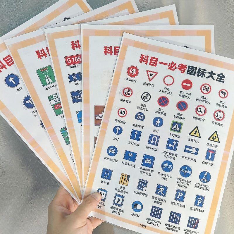 科目一儿童认标志启蒙常见标志大全交通规则安全知识常识认知卡