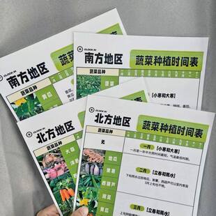 南方北方地区蔬菜种植时间表24节气蔬菜种植速查表防水塑封宣传单