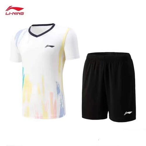 李宁羽毛球服套装速干透气短袖短