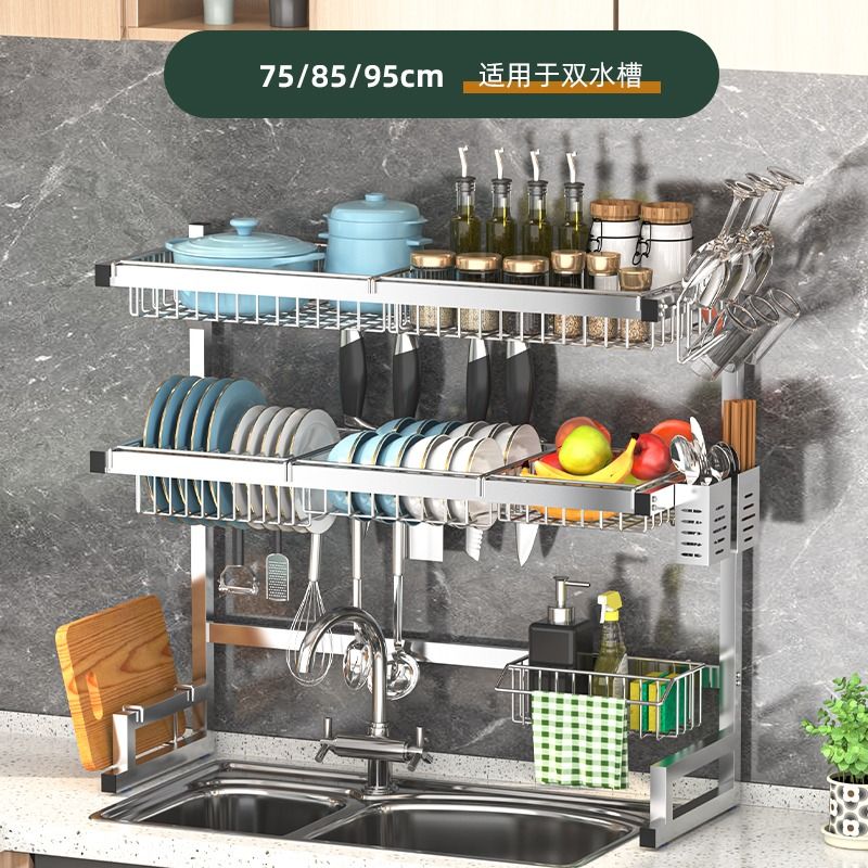 多功能沥b水架不锈钢厨房水槽置物架洗碗架子放碗碟盘收纳碗架防
