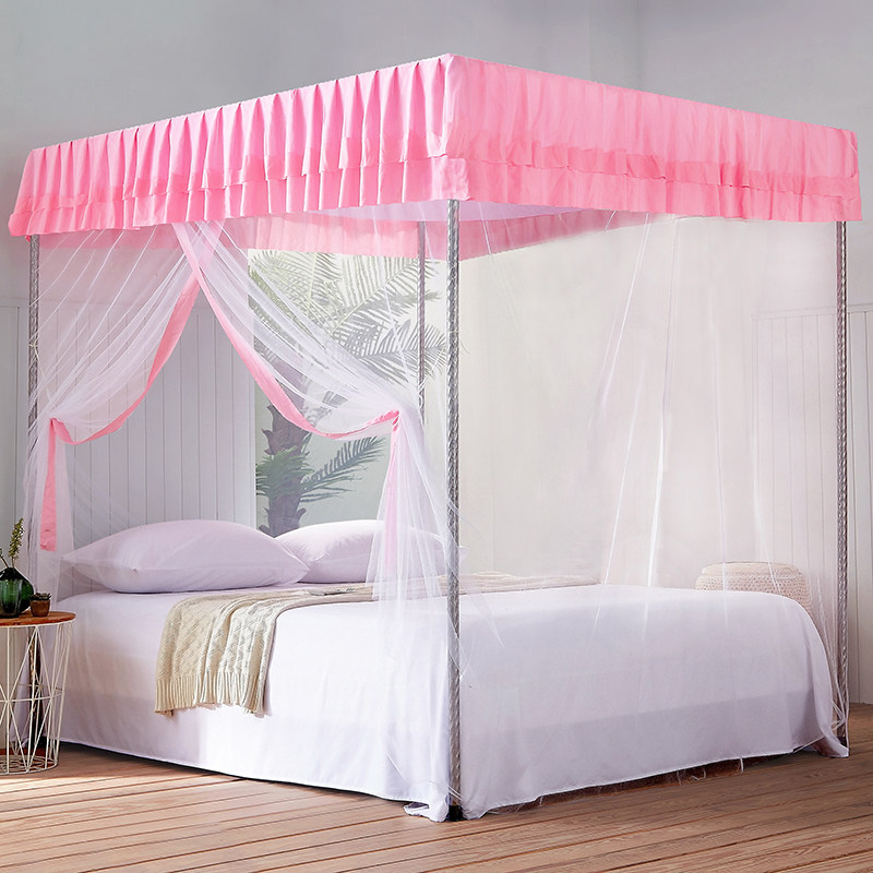 2022年新款家用单开门防尘顶蚊帐宫廷落地三P门不锈钢加粗支架帐