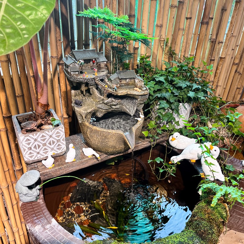 微景观流水古法鱼缸水q循环造景过滤器养鱼生态缸庭院水景摆件景