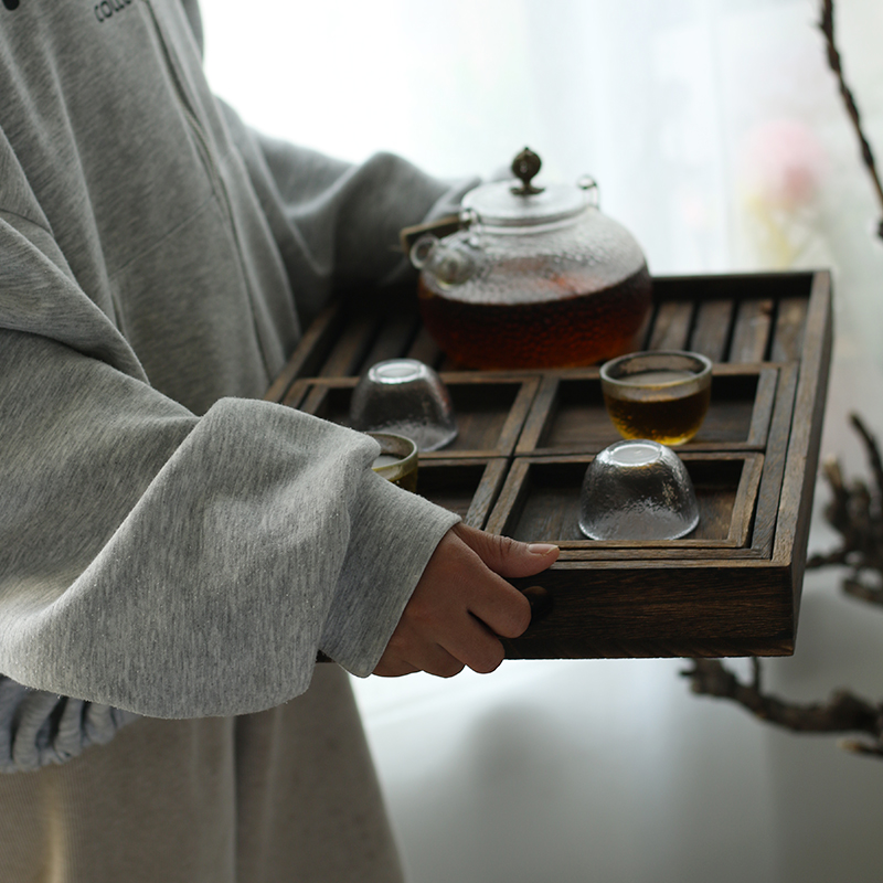 实木茶盘托d盘茶具茶托家用烧桐木茶杯收纳沥水果盘点心盘围炉煮