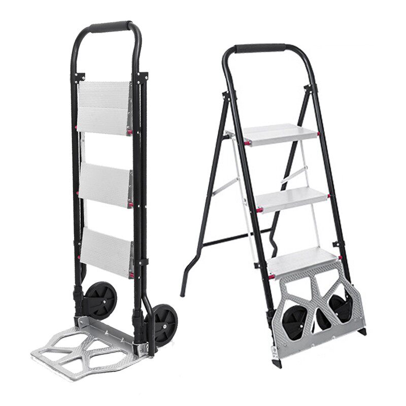 两用推车梯子折叠老虎车搬运v拉货车钢管工程梯家用梯铝合金人字