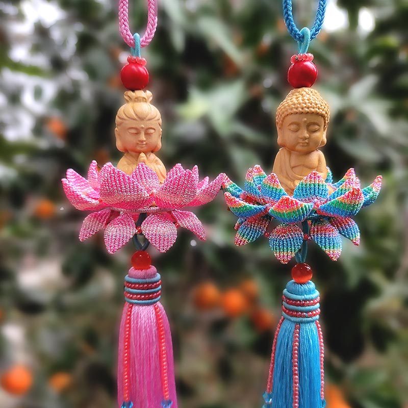 佛坐莲汽车后视镜中国结编绳挂件  幸运K车挂饰 手业DIY材料包,汽车用品/电子/清洗/改装,车挂,淘宝优惠券,粉丝福利购,淘宝优惠卷