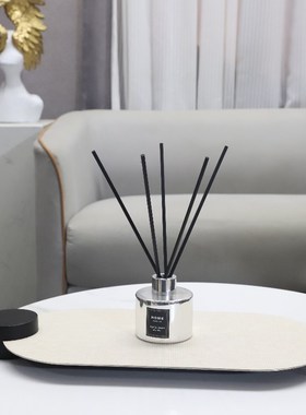 欧式轻奢皮革不锈钢椭圆托盘摆件客厅卧室K玄关酒店软装家居装饰