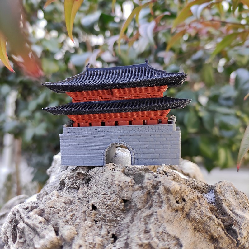 城楼中式a古建筑假山造景小摆件水陆鱼缸鱼池盆景植物生态瓶微景