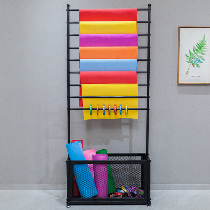 花店礼品收纳架鲜花包装纸彩带上C墙货架围巾丝巾落地式布料展示