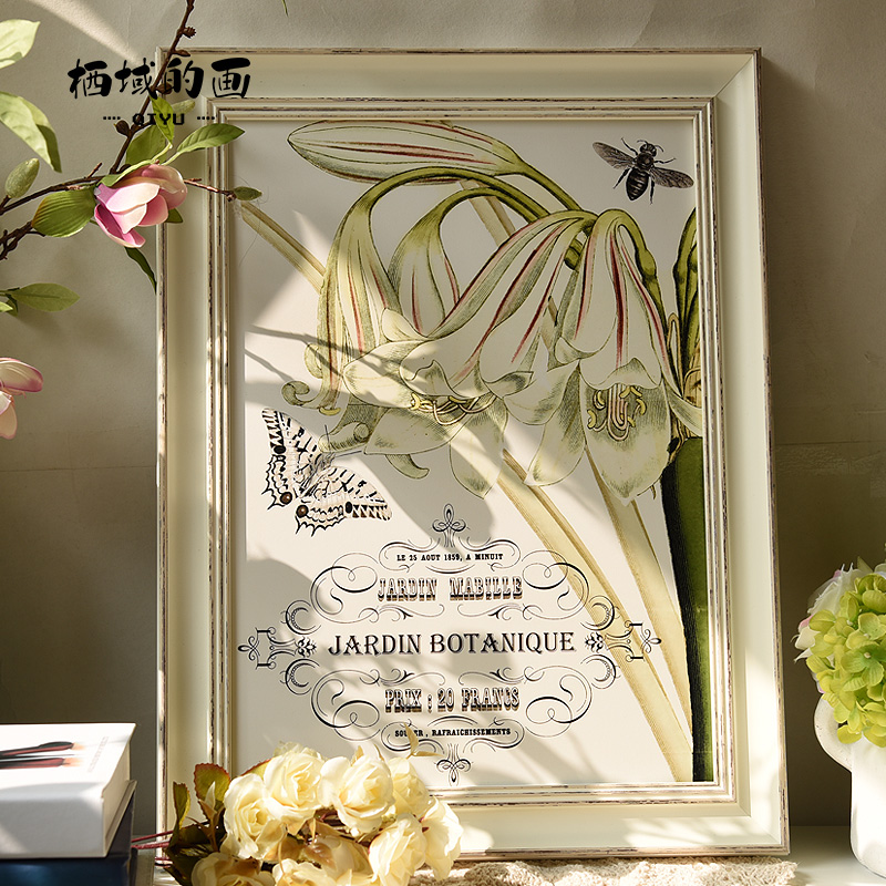 复古欧式装饰画墙壁挂画竖客厅y卧室白色组合画美式家居室内三联图片