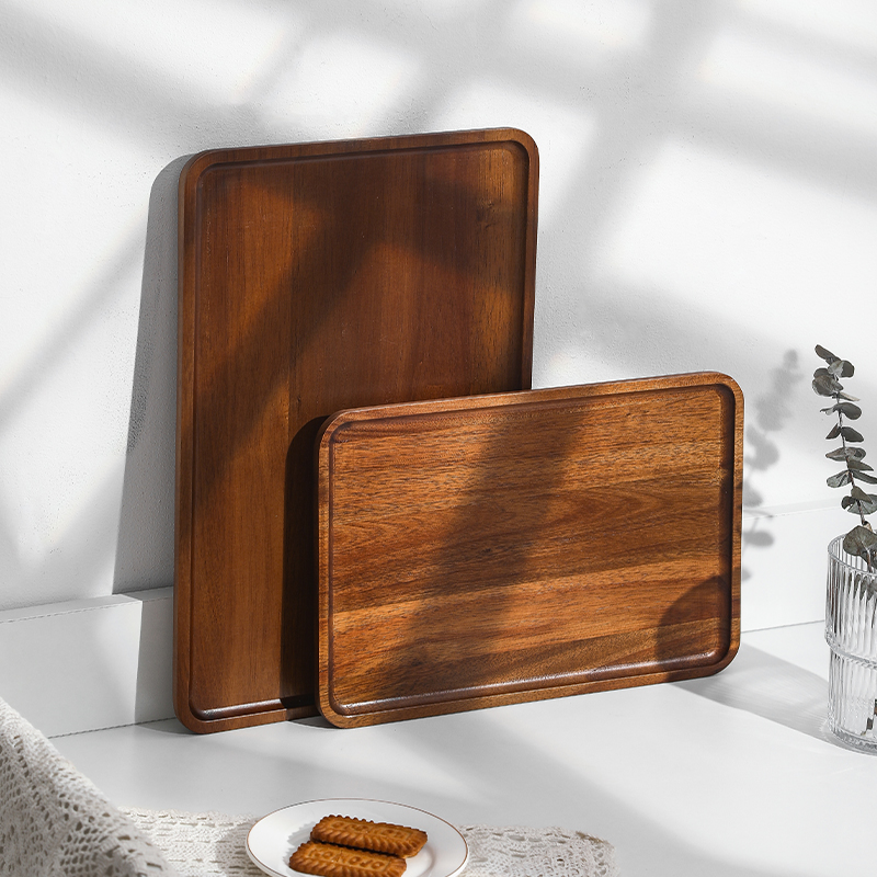 日式木质托盘茶盘点心盘长方形茶A水杯收纳家用放茶杯敬茶果盘木