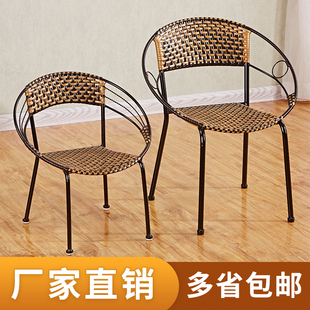 小藤椅子靠背h椅儿童单人椅休闲竹椅家用藤编椅手工编织椅藤椅凳
