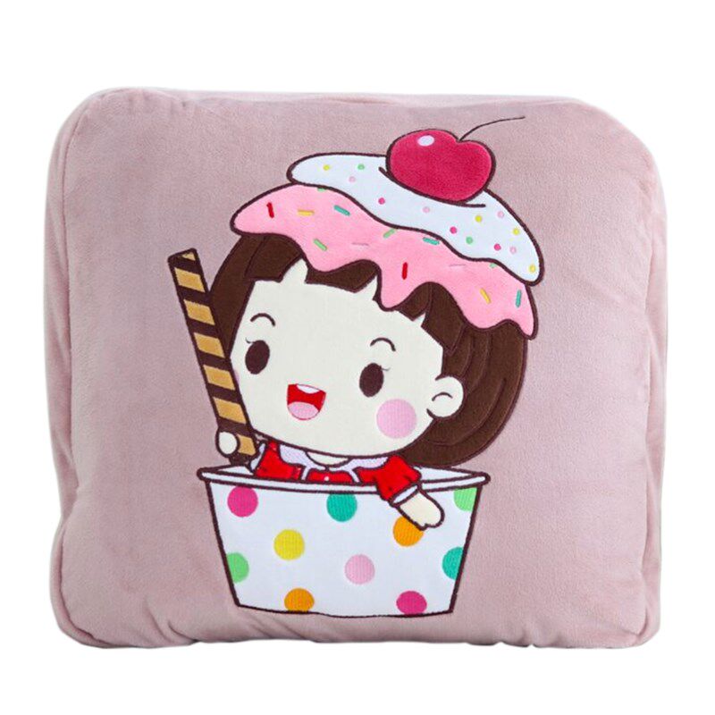 卡通抱枕被子两用办公室午睡枕折叠空调被汽车靠V垫被珊瑚绒毯子