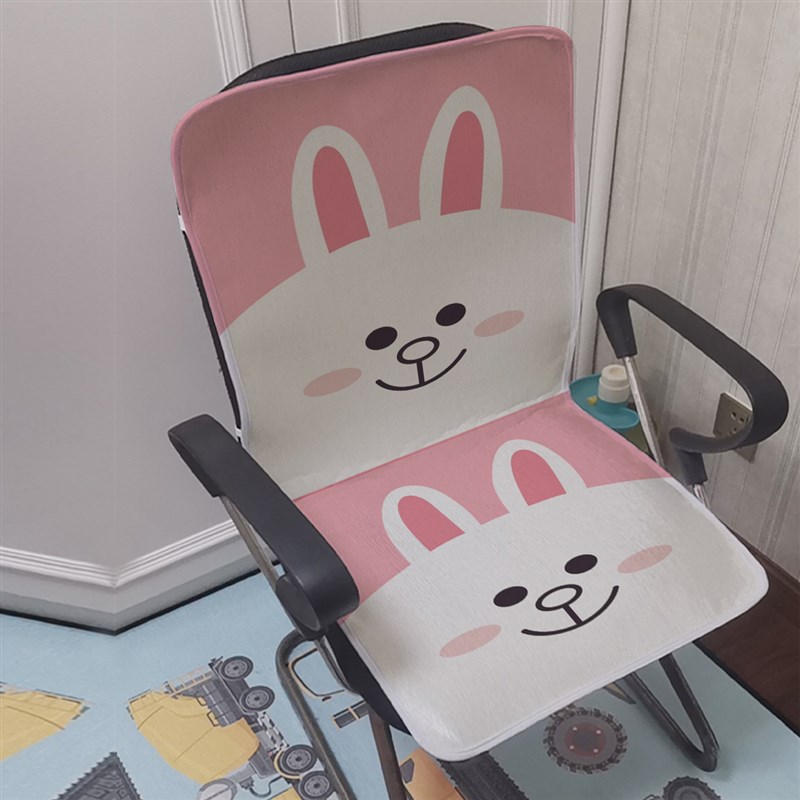 夏天粉色猫咪办公室电脑转椅冰y丝坐垫靠背一体垫卡通凉爽透气椅