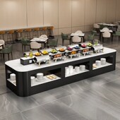 奶油风酒店餐厅单位食堂自助餐台C取餐台布菲台菜品摆台水果展示