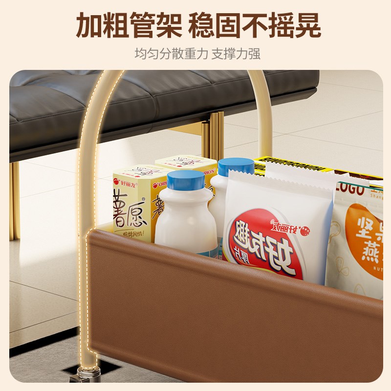 奶油风沙a发边几可移动茶几轻奢高级感床头小推车边柜小桌子置物
