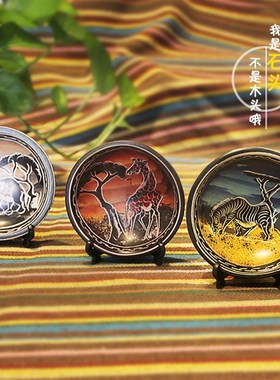 非洲特产工艺品小盘子肯尼亚肥皂石博古架上的小摆件装.饰纯手工