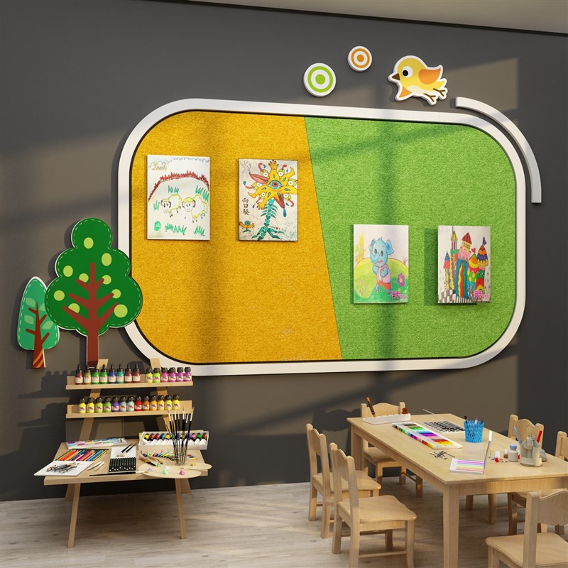 画室布置美术教h室毛毡板公告栏墙贴优秀作品展示培训机构墙面装