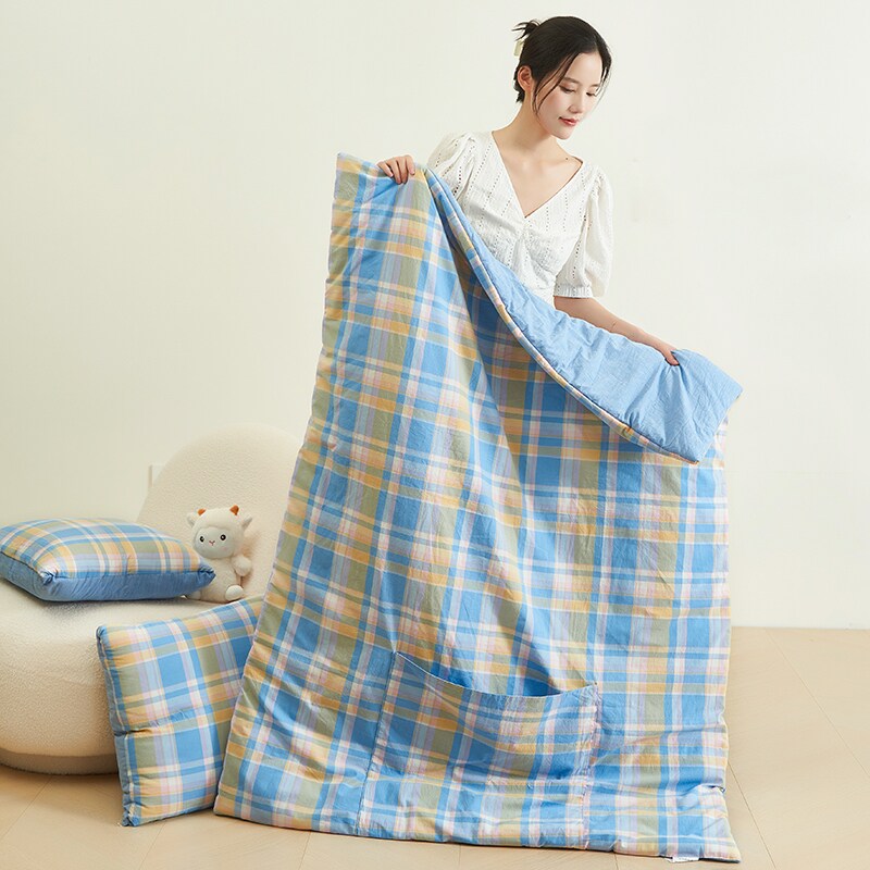 特价纯棉水洗棉两k用抱枕被子可机洗双面全棉办公室汽车午休枕头