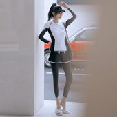 浪起来潜水服f女套装 拉链保守学生温泉泳 分体韩国冲浪服显瘦长袖