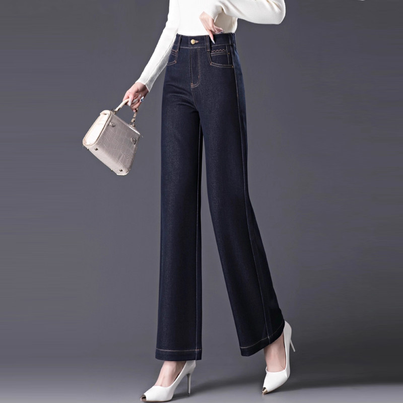 时尚高腰直筒牛仔裤女士2025春秋新款宽松显瘦弹力复古窄版阔腿裤,女装/女士精品,牛仔裤,淘宝优惠券,粉丝福利购,淘宝优惠卷
