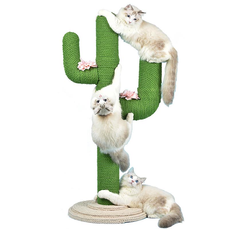 仙人掌猫爬架猫爬柱通天柱剑麻猫抓板大型实木猫跳台
