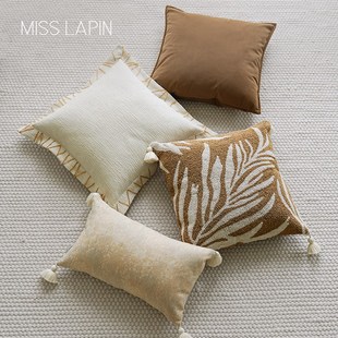 澜品花信东方立体绣吊穗抱枕别墅中式客厅靠枕腰枕沙发靠垫套