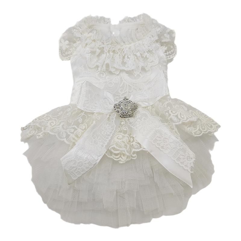私宠手作宠物狗白色婚纱狗蝴蝶结纱裙宠物泰迪比熊博美猫结婚礼服
