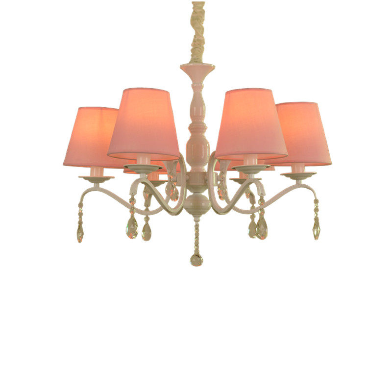 北欧儿童房吊灯女孩公主田园温馨欧式粉色水晶灯网红房间卧室主灯