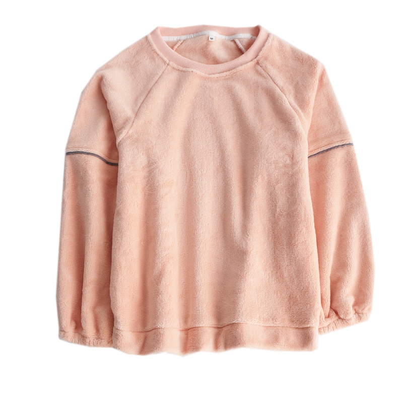 珊瑚绒圆领单件睡衣上装女士秋冬季加厚保暖收口长裤睡裤自由搭配