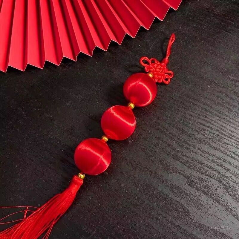 新年装饰品丝光红球串小灯笼挂饰 商场春节结婚喜庆橱窗盆景挂件