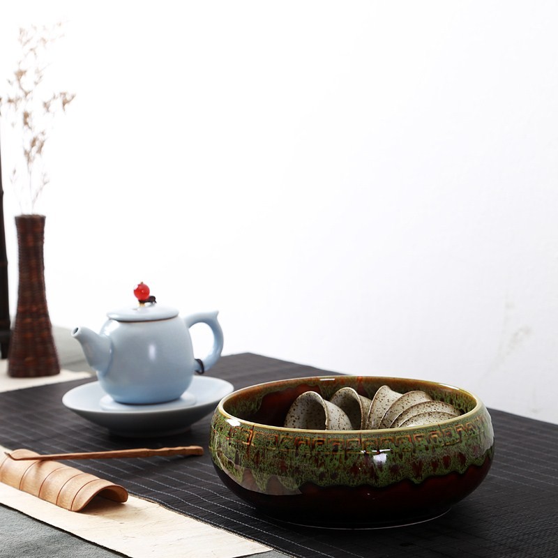 超大号景德镇陶瓷茶洗青瓷窑变功夫茶具茶道配件茶碗茶杯洗茶海