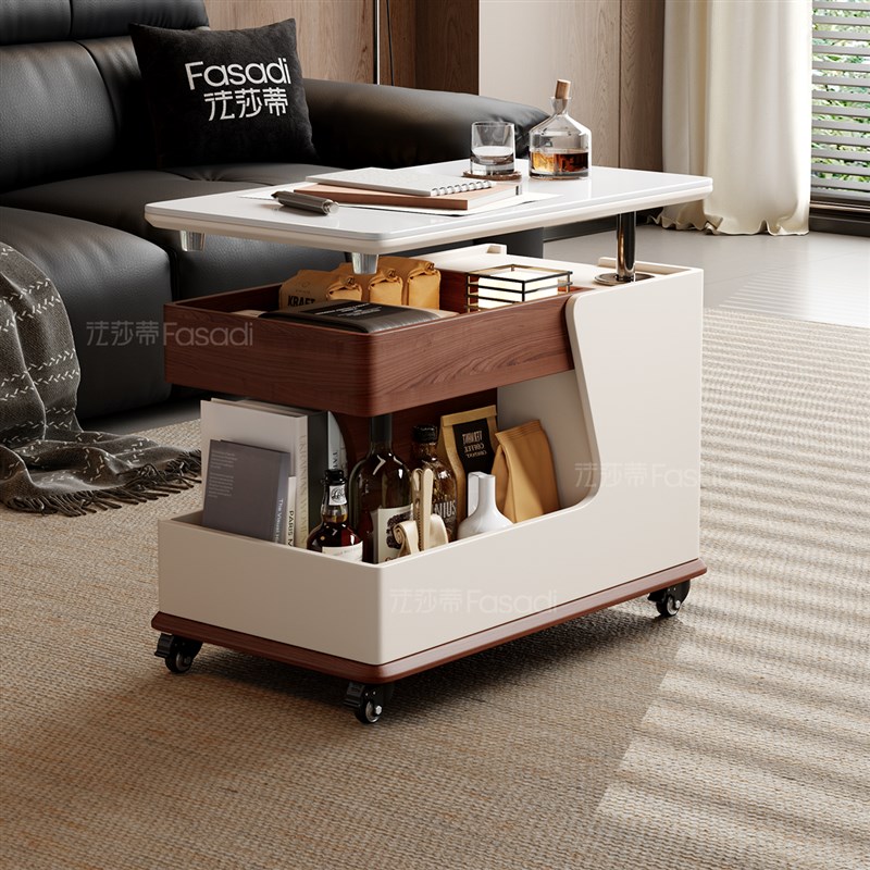 法莎蒂客厅边几可移动沙发边桌意式极简床头边柜小推车茶几置物架