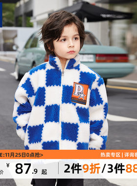 男童外套秋冬款2025新款儿童羊羔绒男生中大童洋气冬装加厚加绒男