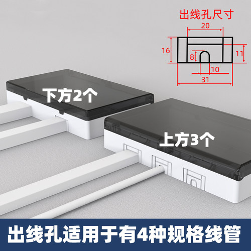 明装双位粘贴式防水盒86型10孔插座保护罩盖浴室卫生间开关防溅盒