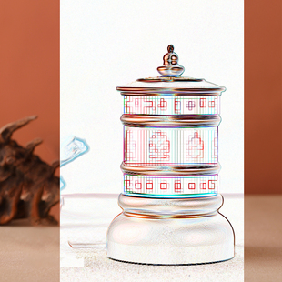 语狮子缩微胶片电动转轮西藏家居饰品桌面摆件