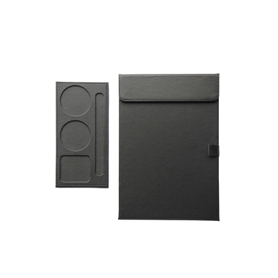 酒店商务a4皮质会议文件夹板办公学生简约垫板便签夹杯托定制logo