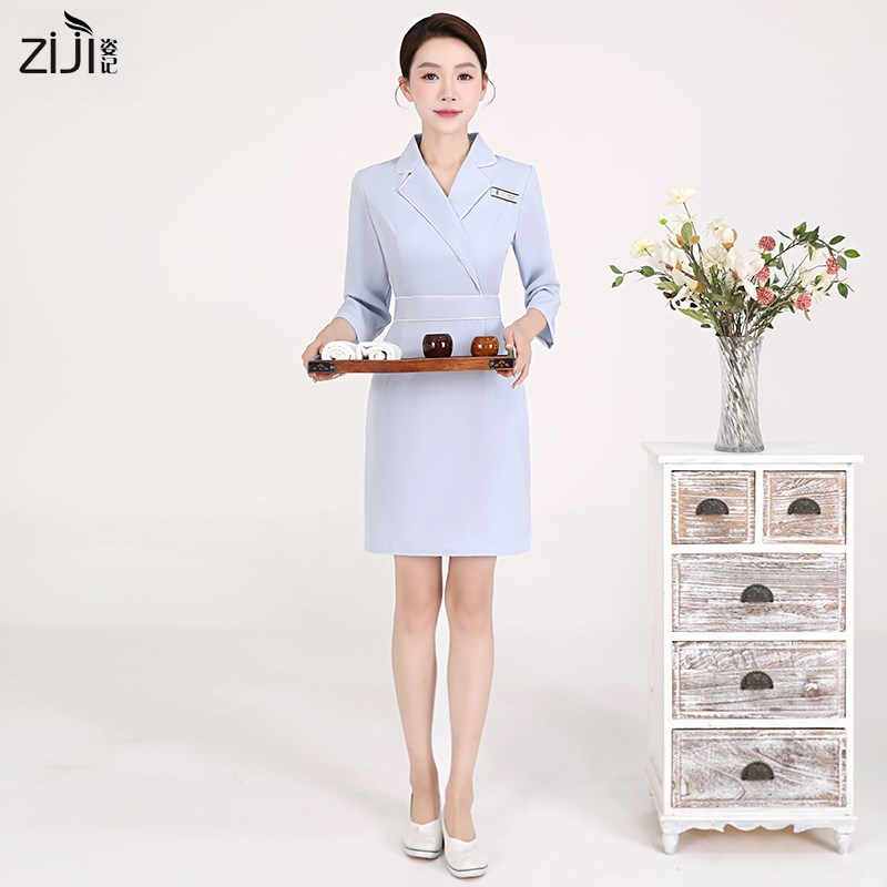 高端职业装连衣裙女夏季空姐制服spa美容师前台接待美容院工作服