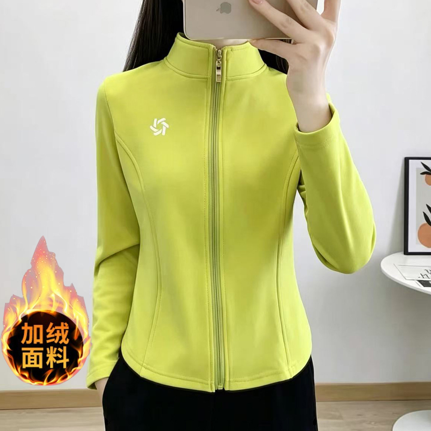 春秋加绒外套女抓绒衣开衫