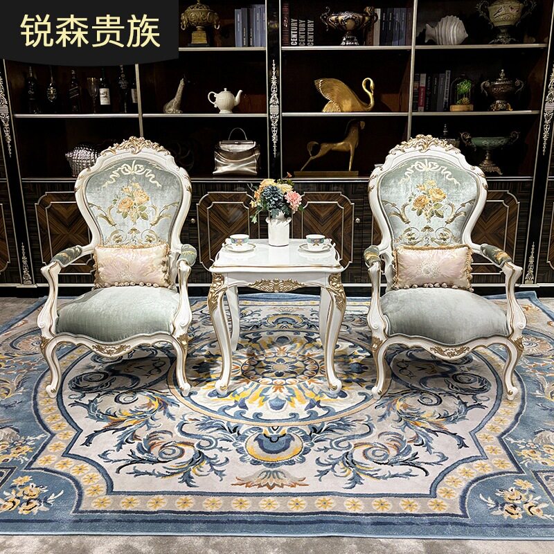 法式实木布艺奢华单人沙发椅