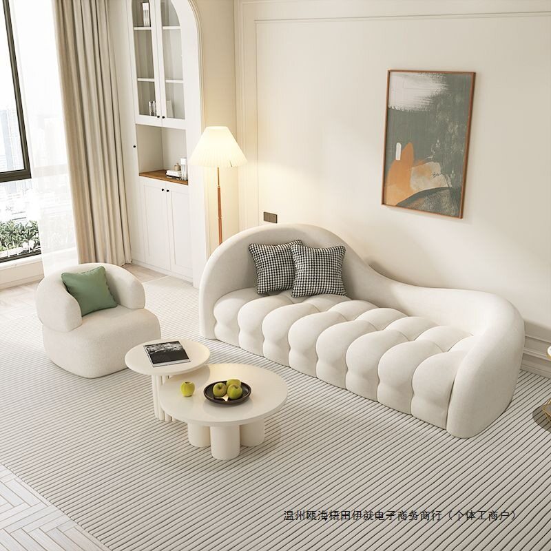 法式奶油风小户型木质沙发