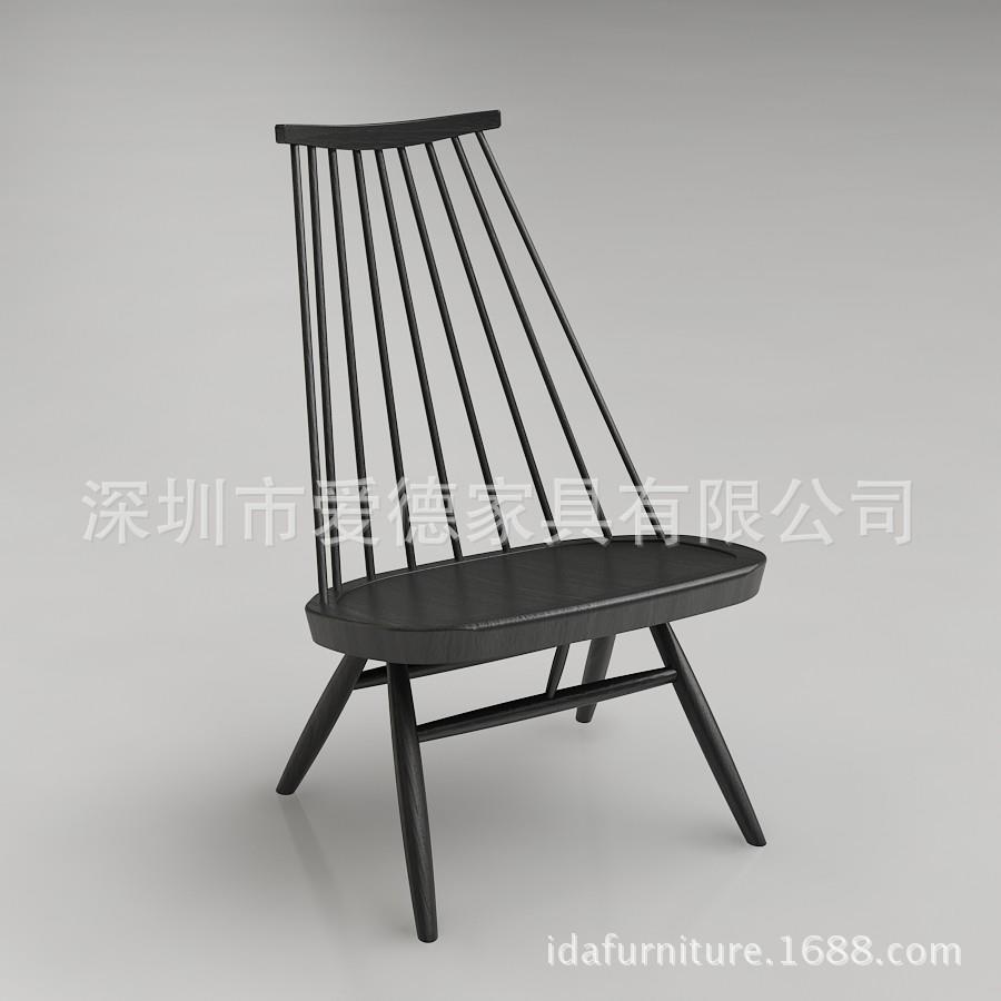 实木休闲椅子水曲柳北欧简约风格椅子样板房售楼处椅子