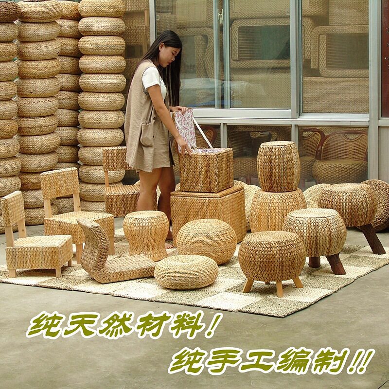藤编矮凳圆凳小凳子编鼓凳换鞋凳墩子凳榻榻米坐墩圆墩创意垒德株