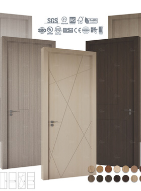 优家门业复合实木室内木门极简现代风天然木皮实芯填充MDF卧室门