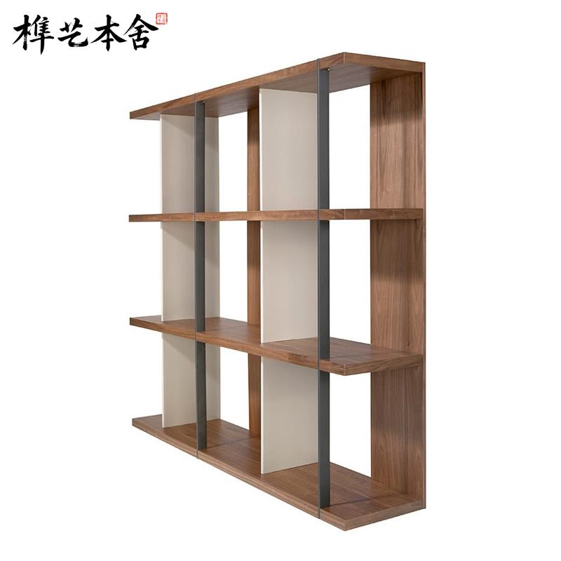 北欧极简设计实木胡桃木博古架